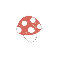 a red and white mushroom on a black background